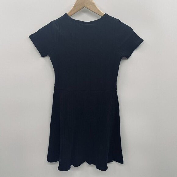 Art Class Youth Girls Large 10/12 Short Sleeve Ribbed Pullover Dress Black 2149 - Picture 3 of 5
